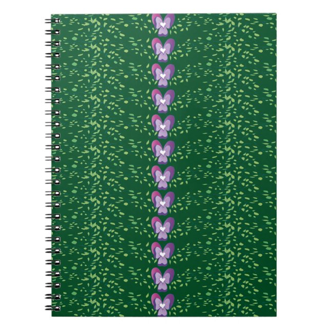 Vintage Green Floral Violets wallpaper pattern Notebook (Front)
