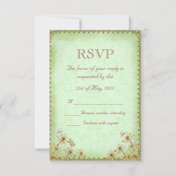 Vintage Green Floral Wedding Rsvp by Lasting__Impressions at Zazzle