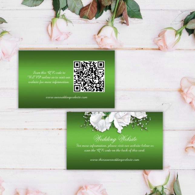 Vintage Green Floral Wedding Website  Enclosure Card (Creator Uploaded)