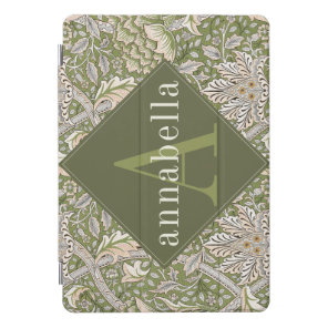 Vintage Green Floral William Morris Monogram iPad Pro Cover