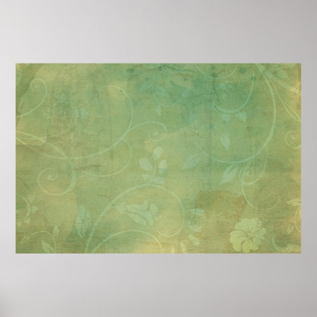 Vintage green flourish texture poster (Front)