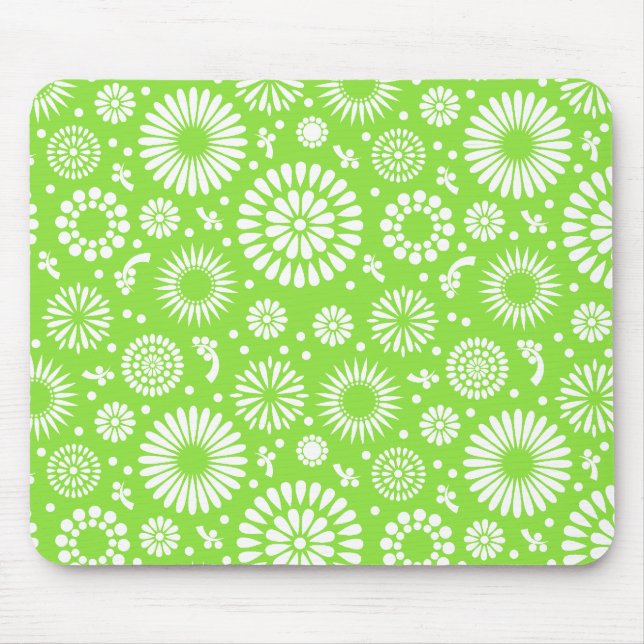 Vintage green flowers mouse pad (Front)