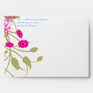Vintage Green Flowers Wedding Envelopes