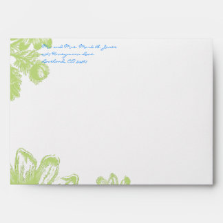 Vintage Green Flowers Wedding Envelopes