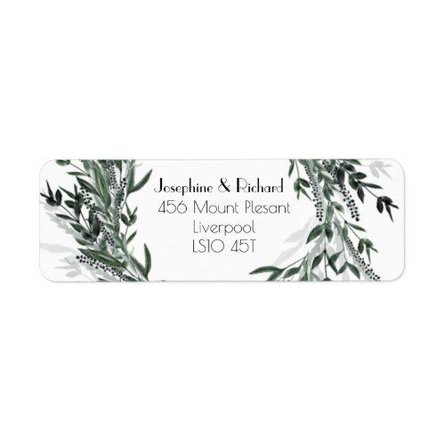 Vintage Green Foliage Return Address Lable Label