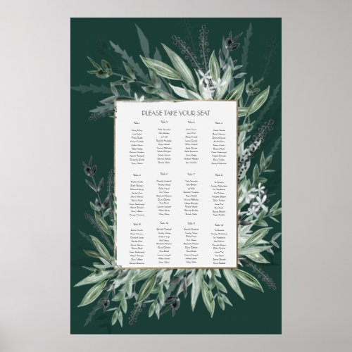 Vintage green foliageSEATING CHART