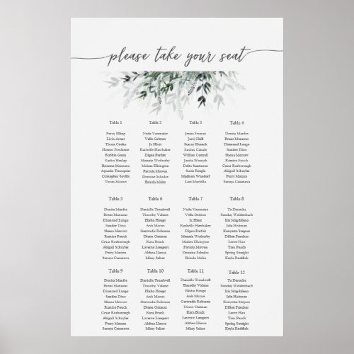 Vintage green foliageSEATING CHART