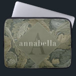 Vintage Green Foliage William Morris Monogram Laptop Sleeve<br><div class="desc">This simple yet elegant design features a dark,  elegant William Morris inspired floral pattern in sage green shades. Keep your laptop or tablet protected with style. Add a name to personalize it. Makes a great Christmas or Mother's Day gift. Created by Simply Farmhouse Press.</div>