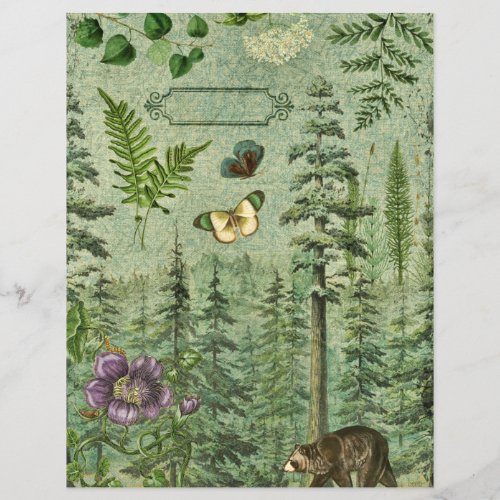 Vintage Green Forest Texture Scrapbook Paper