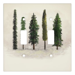 Vintage Green Forest Trees Rustic Woodsy Light Switch Cover