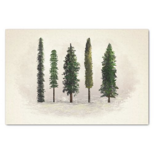 Vintage Green Forest Trees Rustic Woodsy Wedding Tissue Paper