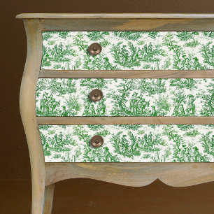 Vintage Green French Country Floral Toile de Jouy Tissue Paper