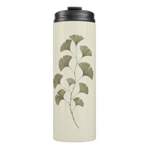 Vintage Green Ginkgo Leaves Thermal Tumbler