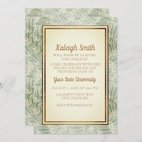 Vintage Green Gold College Trunk Party Invitation