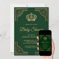 Green and gold sales baby shower invitations