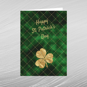 Vintage Green Gold Shamrock St Patricks Day Holiday Card