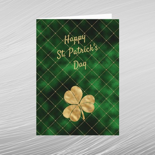 Vintage Green Gold Shamrock St Patricks Day  Holiday Card