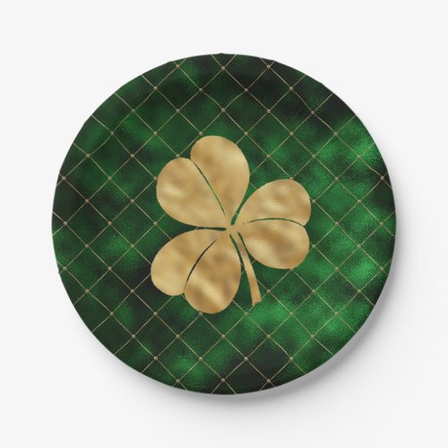 Vintage Green Gold Shamrock St Patricks Day Paper Plates