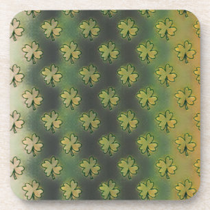 Vintage Green, gray and orange shamrock St Patrick Beverage Coaster