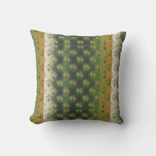 Vintage Green, grey and orange shamrock St Patrick Throw Pillow