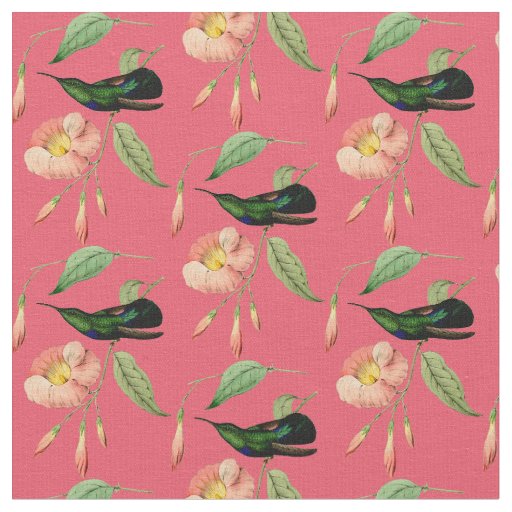 Vintage Green Hummingbird Fabric