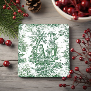 Vintage Green Kids Toile de Jouy Scene Stone Coaster