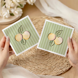 Vintage Green Lemon Citrus Baby Shower Napkins