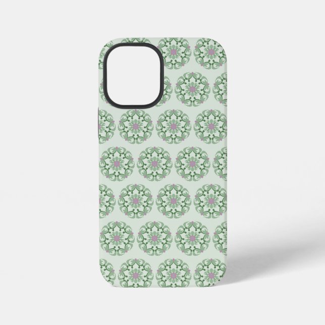 vintage green lotus pattern iPhone case (Back)