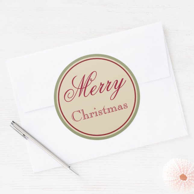 Vintage Green Merry Christmas Stickers (Envelope)
