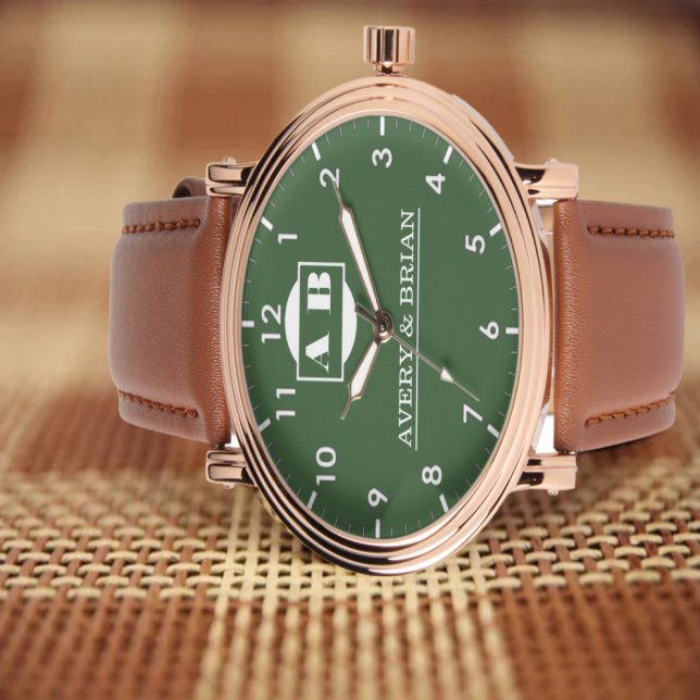 Vintage Green Minimal Monogram Watch (Creator Uploaded)