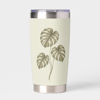 Vintage Green Monstera Leaves Insulated Tumbler
