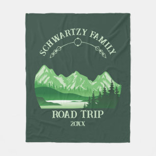 Vintage Green Mountain Lake Sunset Fleece Blanket