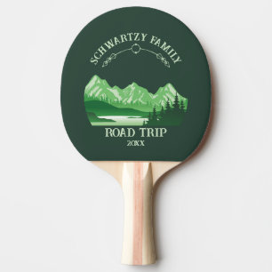 Vintage green Mountain lake Sunset Ping Pong Paddle