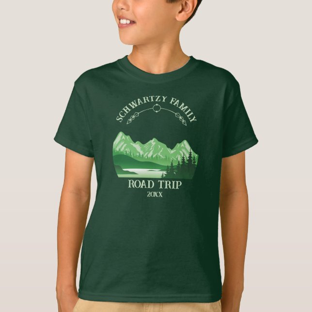 Vintage Green Mountain Lake Sunset  T-Shirt (Front)