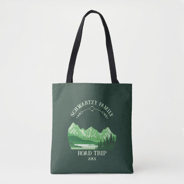 Vintage Green Mountain Lake Sunset Tote Bag (Front)