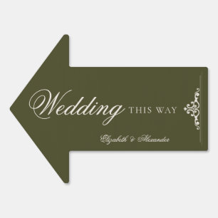 Vintage Green Old Money Wedding This Way Arrow Sign