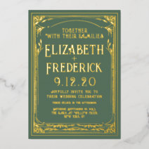 Vintage Library Book Wedding Foil Invitation