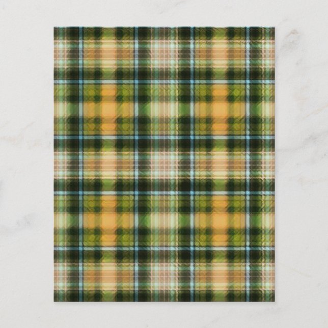 Vintage Green Orange plaid pattern paper sheets  (Front)