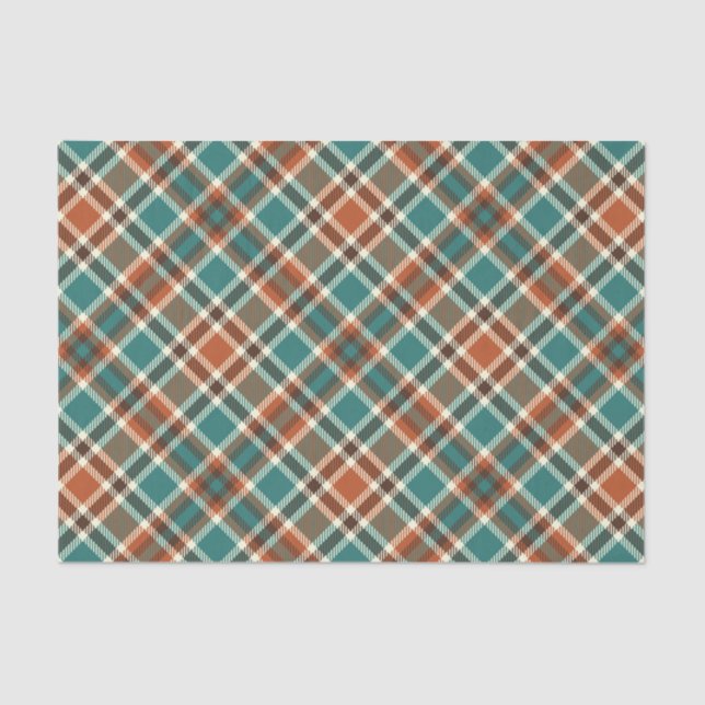 Vintage Green Orange Plaid Tissue Paper (Front)