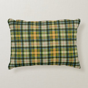 Vintage Green orange St Patrick plaid pattern  Accent Pillow