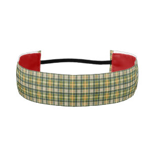 Vintage Green orange St Patrick plaid pattern Athletic Headband
