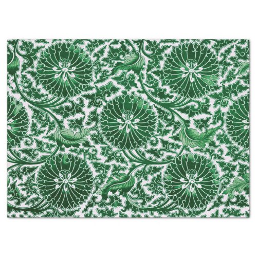 Vintage Green Ornamental Floral Pattern Tissue Paper