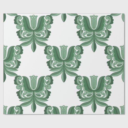 Vintage Green Ornate Botanical Pattern Wrapping  Paper