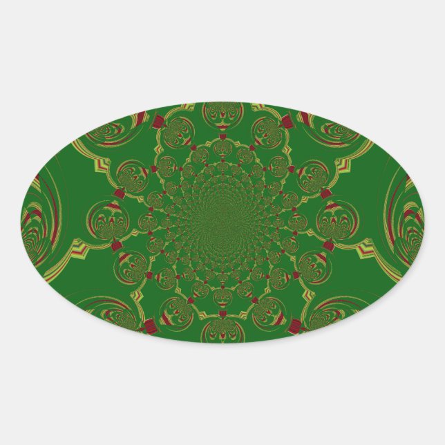 Vintage Green Oval Sticker (Front)