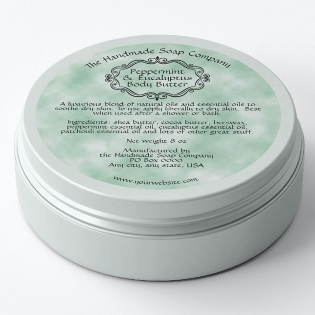 Vintage Green Parchment Body Butter Jar Label (Creator Uploaded)