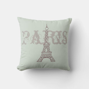 Vintage Green Paris Eiffel Tower Pillow