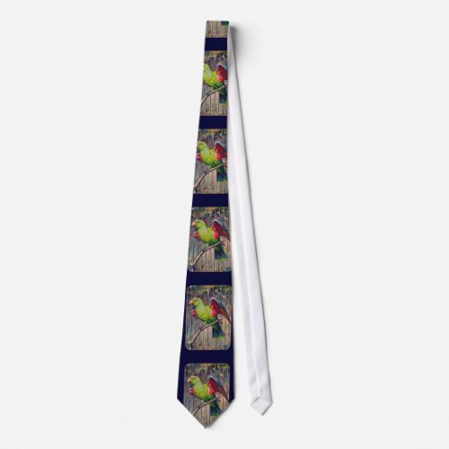 Vintage Green Parrot Print Tie