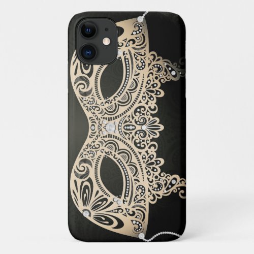 Vintage Green Pearl Elegant Masquerade Mask iPhone 11 Case