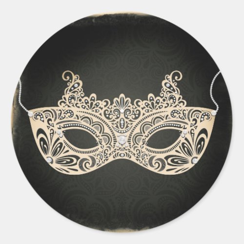 Vintage Green Pearl Masquerade Mask Sweet 16 Party Classic Round Sticker