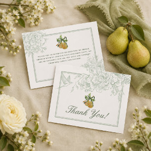Vintage Green Perfect Pear Bridal Shower Thank You Enclosure Card